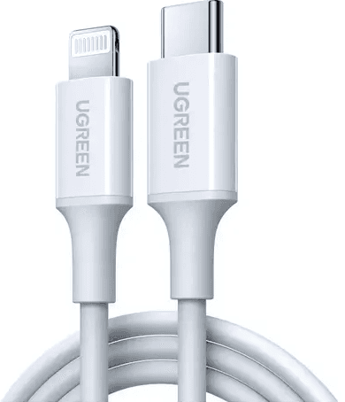 Cable Usb-C a Lightning PD carga Rapida 3A 1m Blanco Ugreen