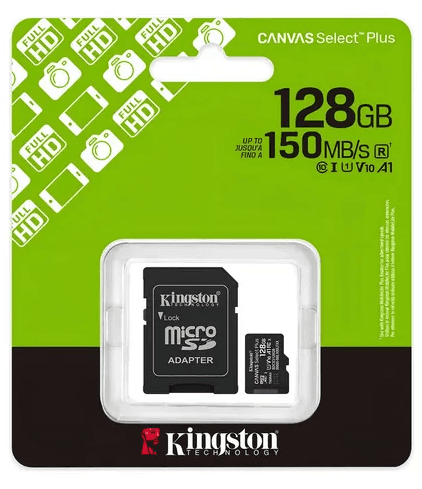 Memoria Micro SD 128 Gb Clase 10 Kingston 100 MB/s Canvas Select Plus