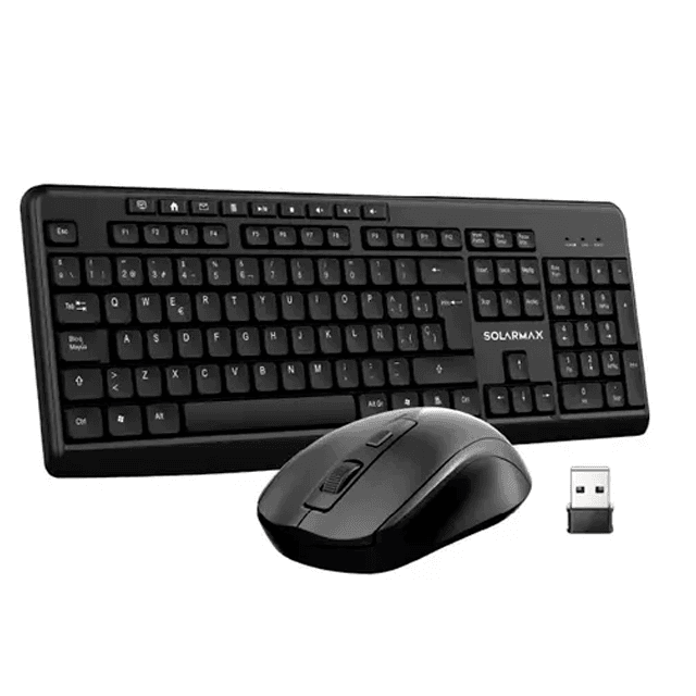 Combo Teclado y Mouse Inalambrico Solarmax Negro