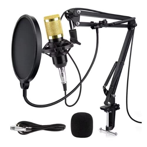 KIT DE MICRÓFONO CONDENSER PROFESIONAL CON SOPORTE PARA MESA