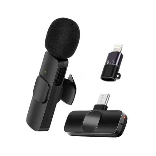 MICROFONO INALAMBRICO CORBATERO USB TIPO C + LIGHTNING