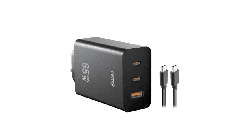 Cargador Triple Gan 65W con Cable Netmak