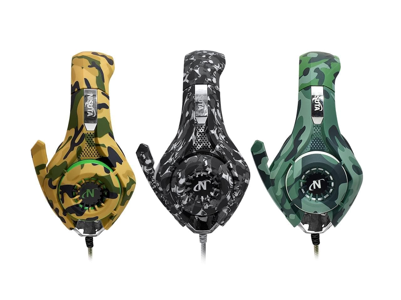 Auricular Gamer Nisuta Con Microfono Hurricane Camuflado Amarillo
