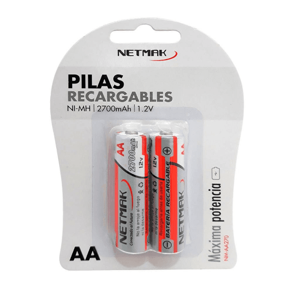 Pila Recargable Blister X2 AA 2700mAh 1.2v Netmak