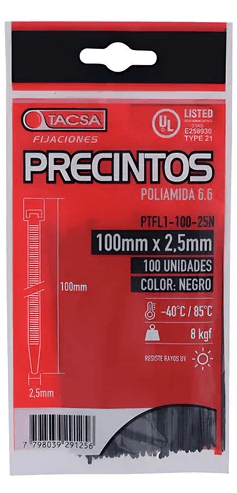 Precintos Kit 100u 2.5 X 100mm Tacsa