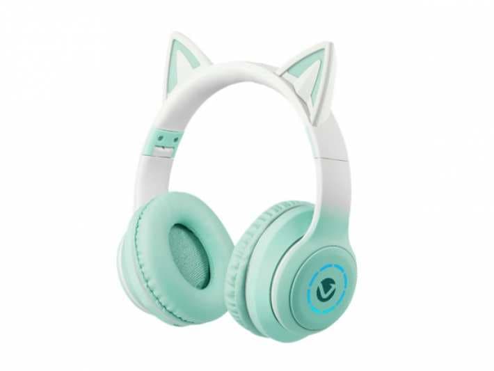 Auricular Volkano Whisker Series Bluetooth Cat Ear Headphones - Aquamarine