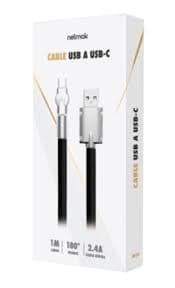 cable usb a usb-c con punta giratoria netmak