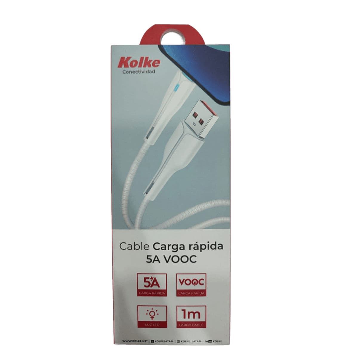 Cable USB a Micro USB Kolke Carga Rapida 5A 1Mts c/luz Led (KCC-1551) 630161