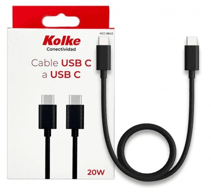 Cable Tipo-C a Tipo-C 20w 1mts Negro Kolke (KCC-8740) 630806