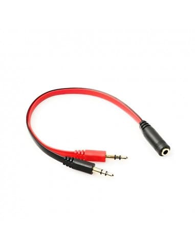 Ficha Cable Adaptador Audio Auxiliar 3.5mm (Hembra a Doble Macho) Cable Plano